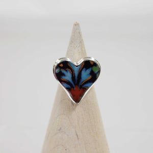 Size 7.5 Blue and Orange Heart Ring