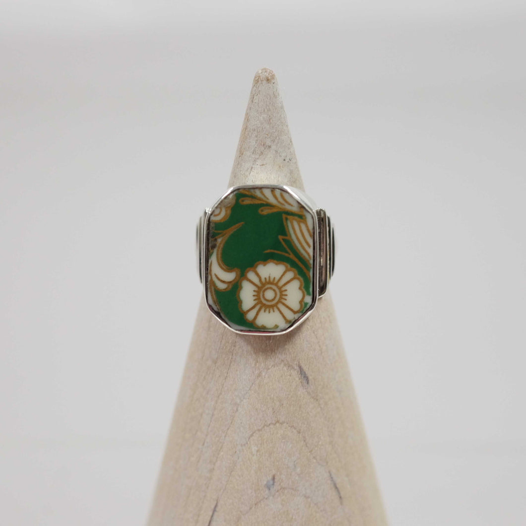 Size 7.5 Green and Gold Ring