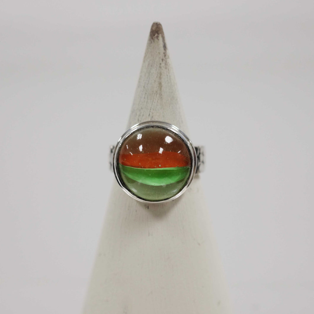 Size 8.5 Orange and Green Marble Ring