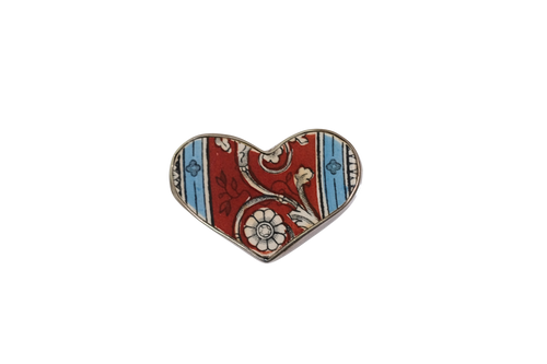 Size 8.5 Turquoise Stripes Heart Ring