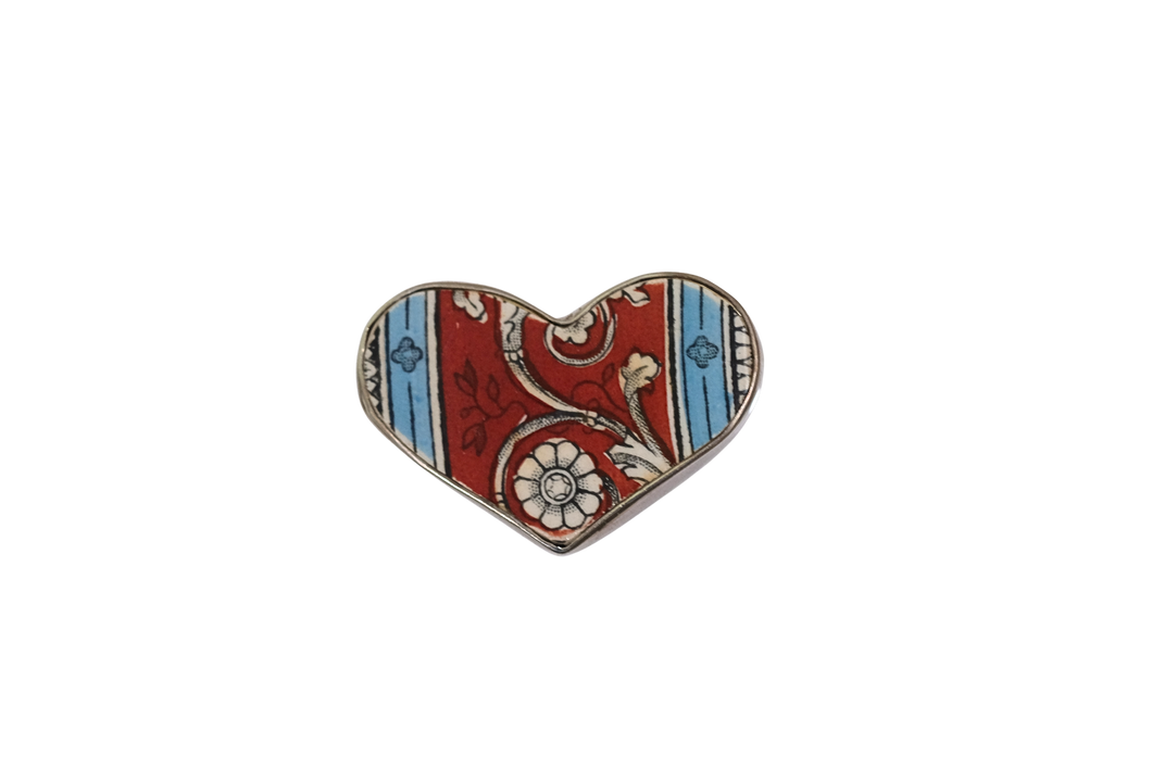 Size 8.5 Turquoise Stripes Heart Ring