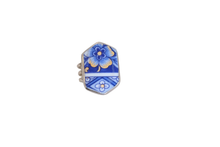 Size 9.5 Lovely Blue and Gold Ring