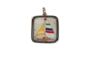 Square Framed Sailboat Pendant