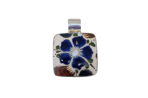 Square Mexican Pottery Pendant