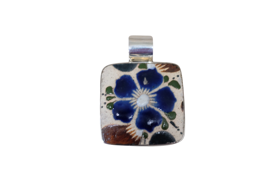 Square Mexican Pottery Pendant