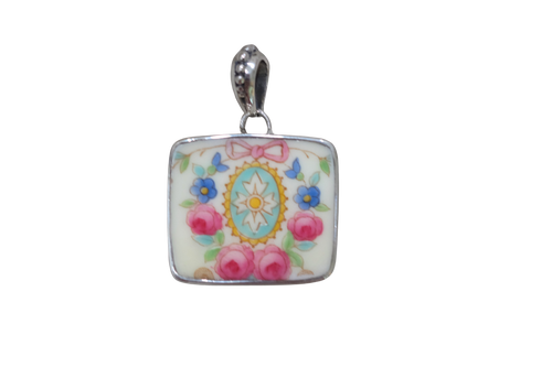 Square Pink Bow Pendant