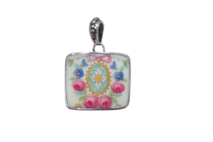 Square Pink Bow Pendant