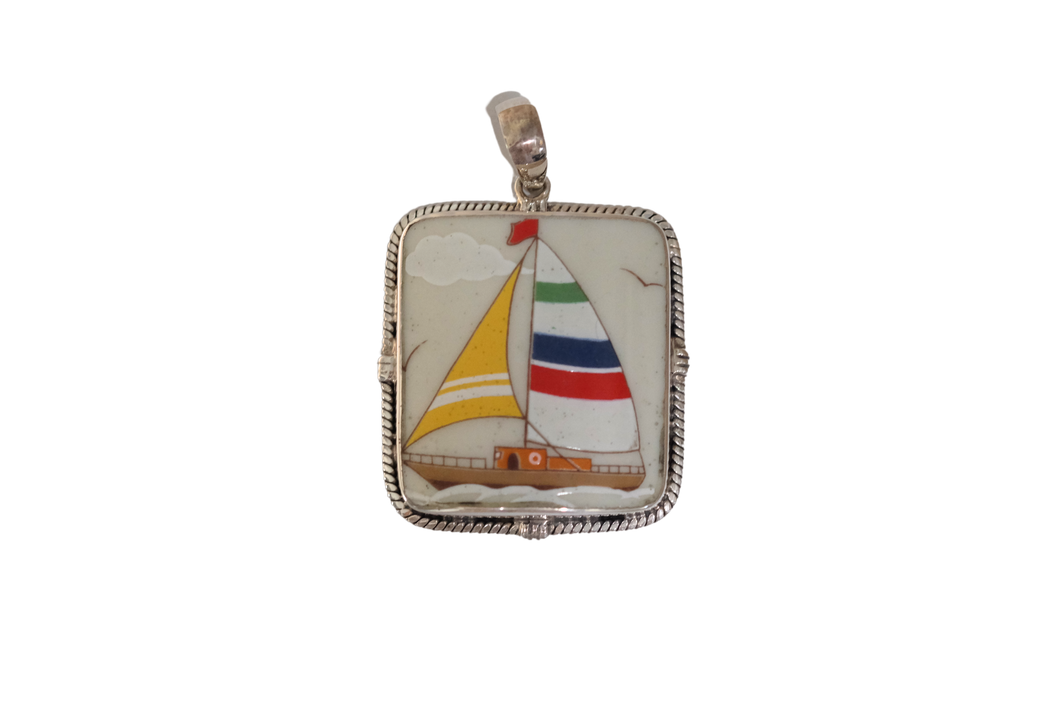 Square Rope Station Sailboat Pendant