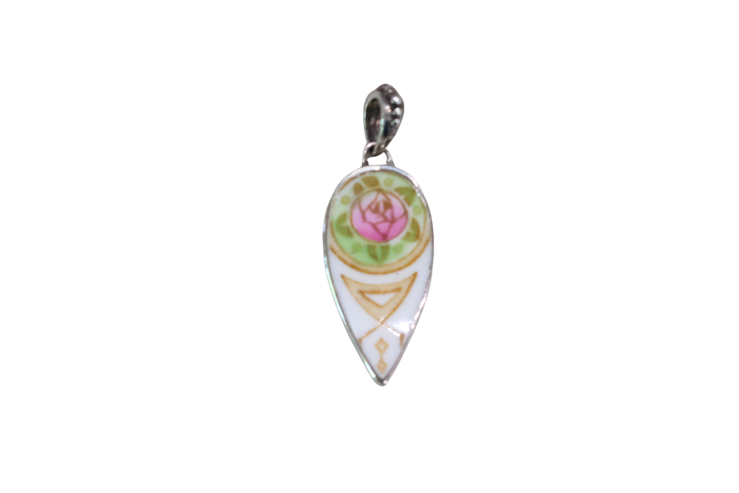 Teardrop Pink Rose Pendant