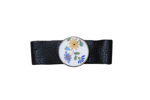 Trio of Flowers Leather Bracelet