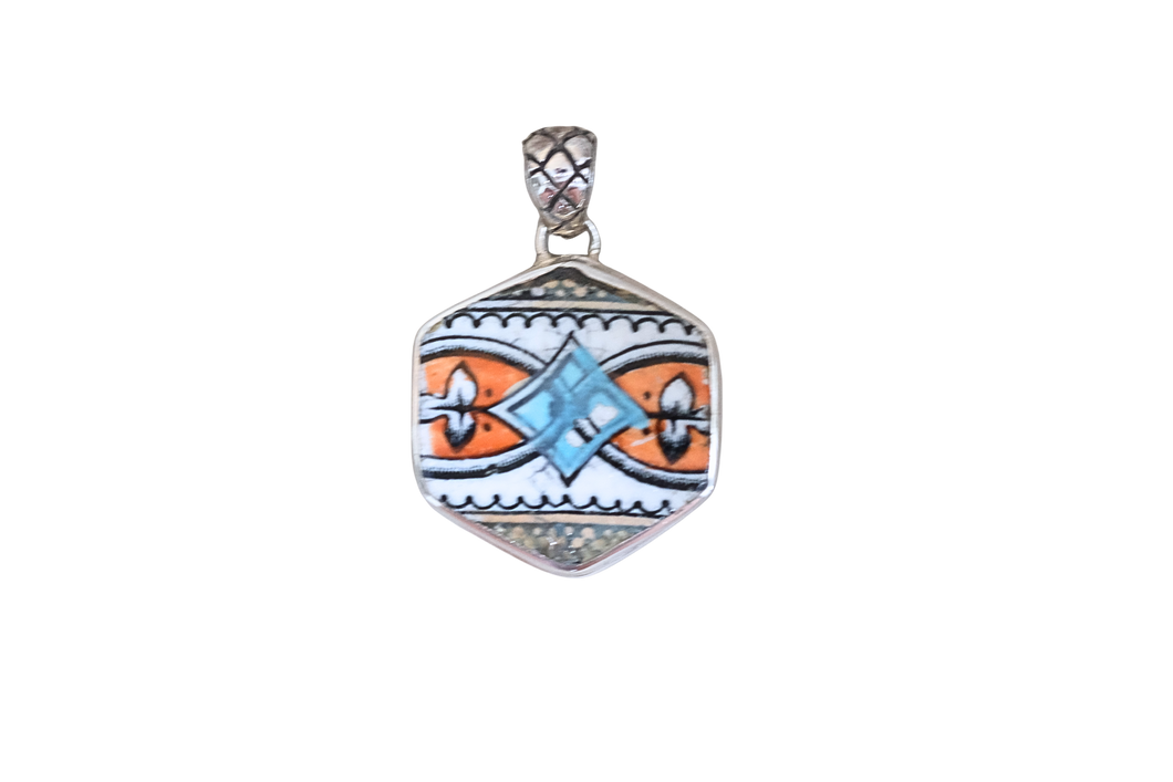 Turquoise Hexagon Geometric Pendant