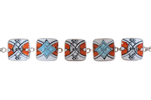 Turquoise and Red Geometric Bracelet