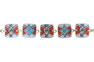 Turquoise and Red Geometric Bracelet