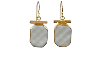 White Waffle Bar Earrings