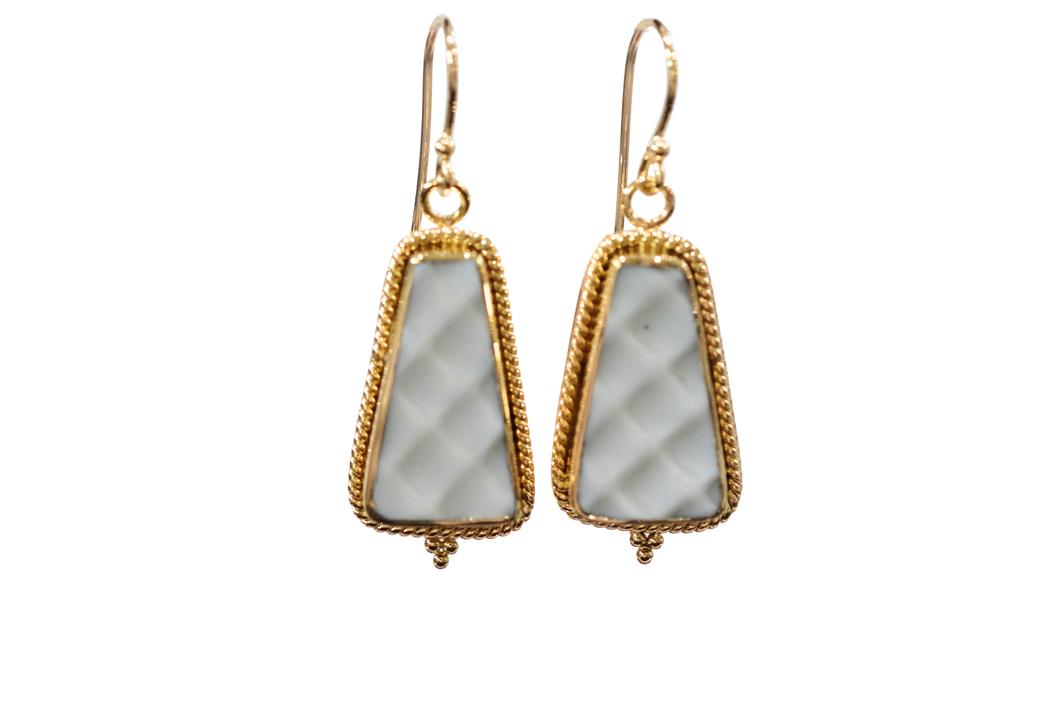 White Waffle Earrings