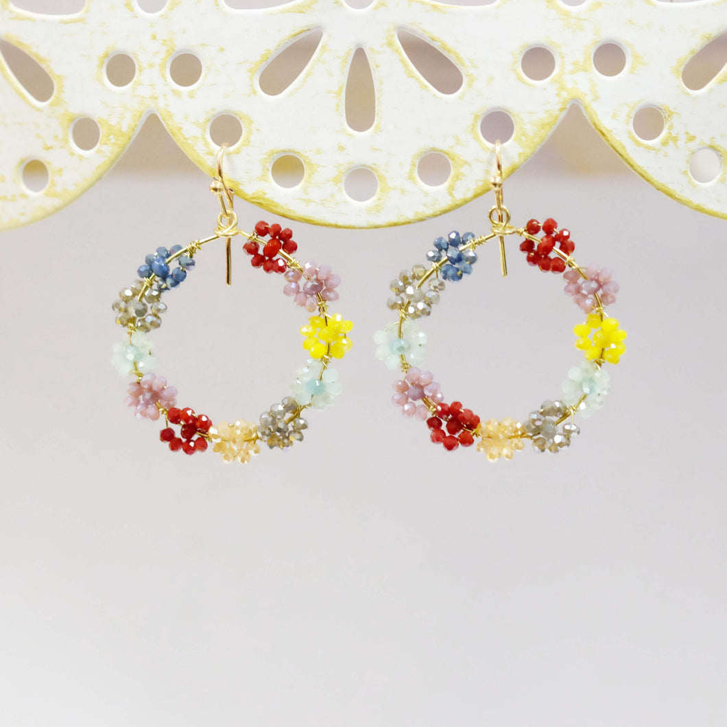 Dainty Multicolor Daisy Round Dangle Earrings