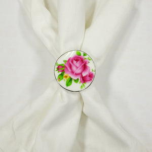 Set of 2 Fuchsia Floral Napkin Rings