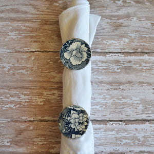 Blue and White Flower Circle Napkin Rings