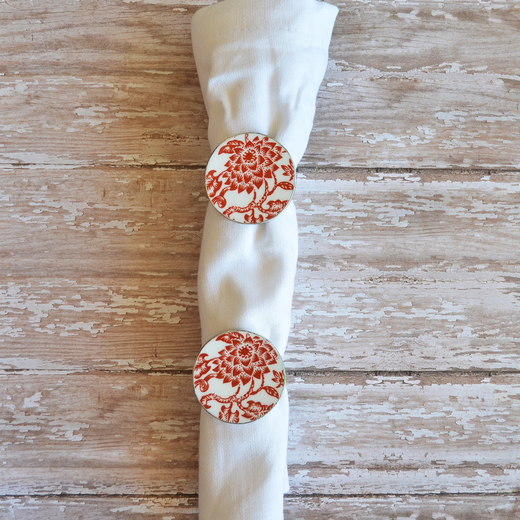 Red and White Circle Napkin Rings